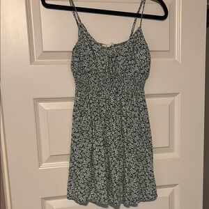 La Hearts Green and White Smocked Mini Sundress